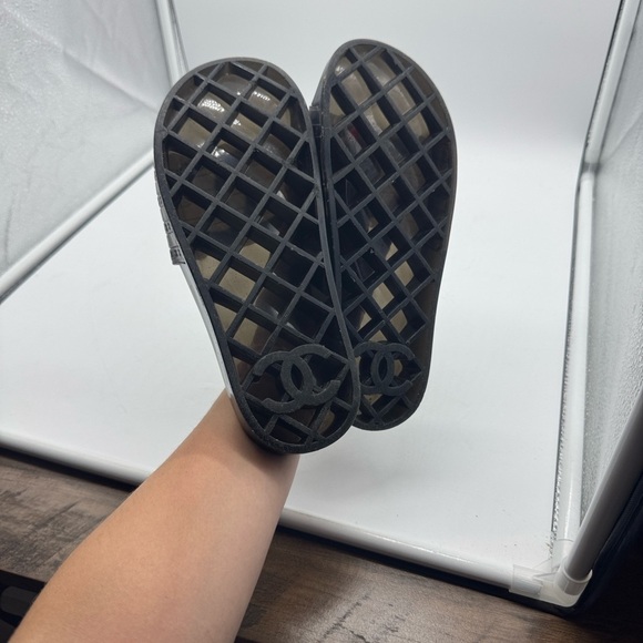CHANEL PVC Transparent CC Flat Slide Sandals AUTHENTIC Size 36 - Picture 4 of 15